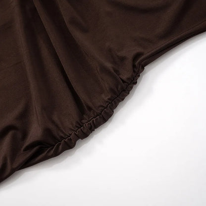 Sleek Round Neck Pleated Split Evening Dress