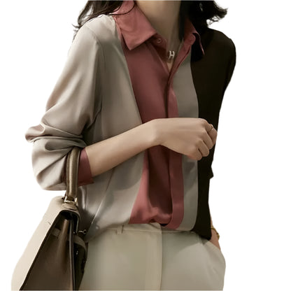 Striped Chiffon Shirt – Loose Fit Button-Up for Office & Everyday Wear