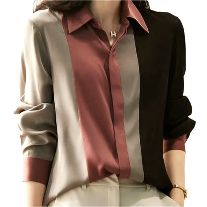 Striped Chiffon Shirt – Loose Fit Button-Up for Office & Everyday Wear