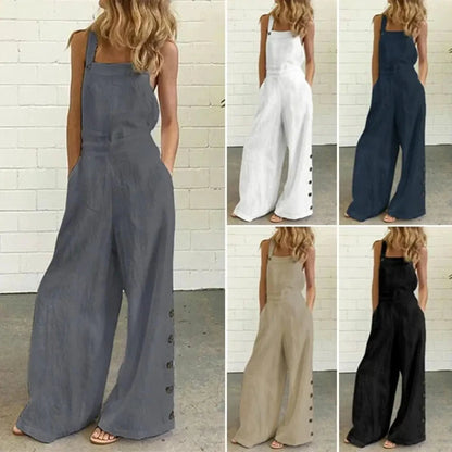 Wide Leg Side Button Jumpsuit – Flattering Loose Fit for Women of All Sizes
