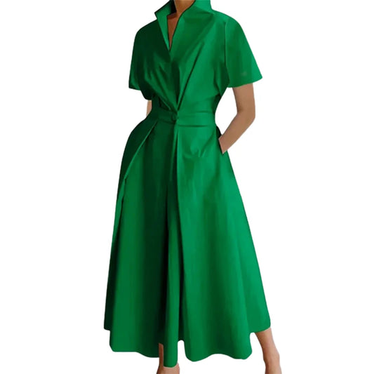 Elegant Lapel A-line Dress