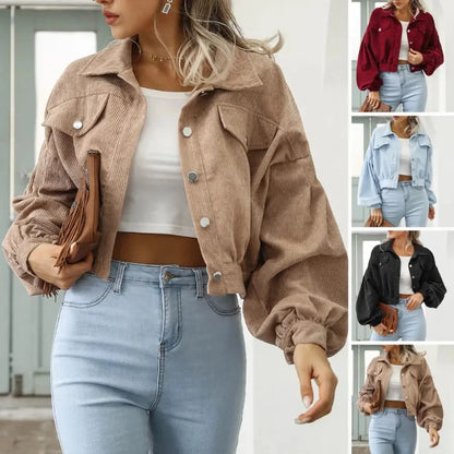 Lantern Sleeve Cropped Jacket – Statement Silhouette, Winter Elegance