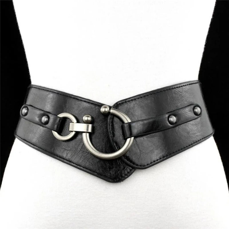 Semi-Circular Buckle Wide Belt