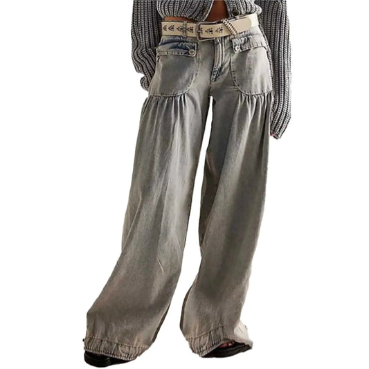 Flared Wide Leg Denim Jeans