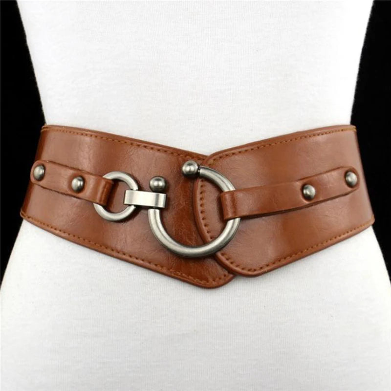 Semi-Circular Buckle Wide Belt