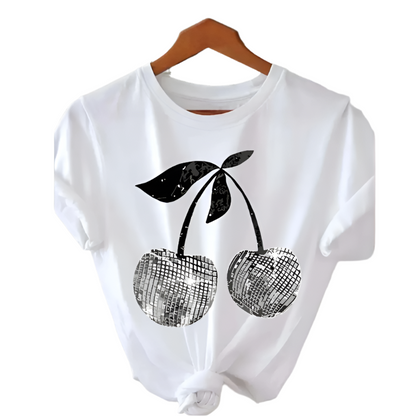 Cartoon Applique Casual Tee