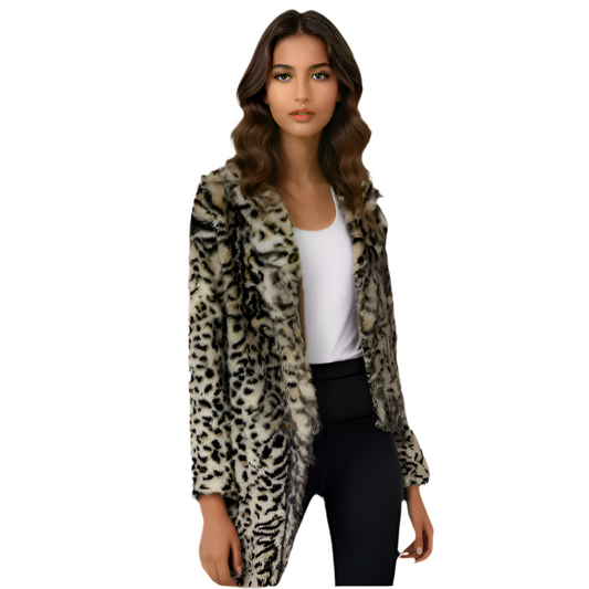 Faux Fur Leopard Print Coat