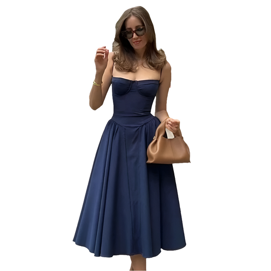 Spaghetti Strap V-Neck Midi Dress